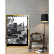 Yapay Zeka ile Yenilenmiş Atatürk Fotoğrafları Siyah Beyaz Cam Tablo, 3d Dekoratif BaskıDik 110