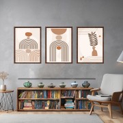 Bohem Tarz MDF Plastik Çerçeveli 3'lu Dekoratif Tablo 119