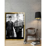 Yapay Zeka ile Yenilenmiş Atatürk Fotoğrafları Siyah Beyaz Cam Tablo, 3d Dekoratif BaskıDik 148