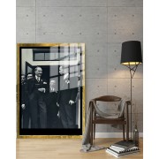 Yapay Zeka ile Yenilenmiş Atatürk Fotoğrafları Siyah Beyaz Cam Tablo, 3d Dekoratif BaskıDik 150