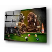 Bilardo ve Köpekler Cam Tablo | Hediyelik, Dekoratif, Ofis, Mutfak