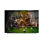 Bilardo ve Köpekler Cam Tablo | Hediyelik, Dekoratif, Ofis, Mutfak