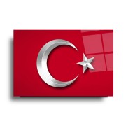 Türk Bayrağı Cam Tablo | Hediyelik, Dekoratif, Ofis, Mutfak