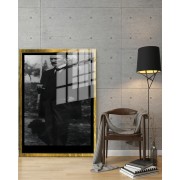 Yapay Zeka ile Yenilenmiş Atatürk Fotoğrafları Siyah Beyaz Cam Tablo, 3d Dekoratif BaskıDik 06