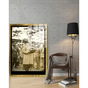 Yapay Zeka ile Yenilenmiş Atatürk Fotoğrafları Siyah Beyaz Cam Tablo, 3d Dekoratif BaskıDik 97