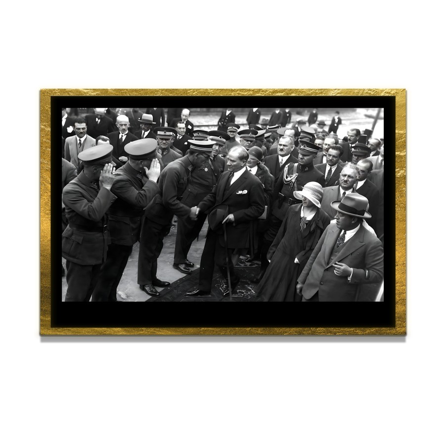 Yapay Zeka ile Yenilenmiş Atatürk Fotoğrafları Siyah Beyaz Cam Tablo, 3d Dekoratif Baskı 45