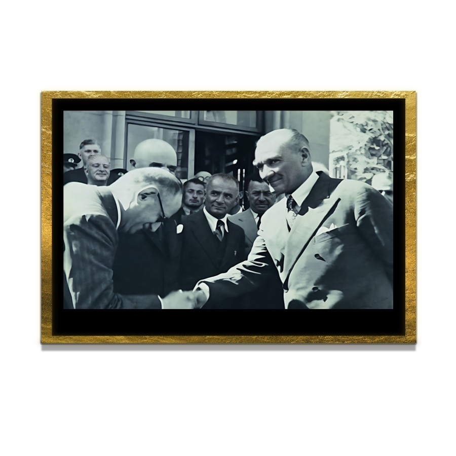 Yapay Zeka ile Yenilenmiş Atatürk Fotoğrafları Siyah Beyaz Cam Tablo, 3d Dekoratif Baskı 106