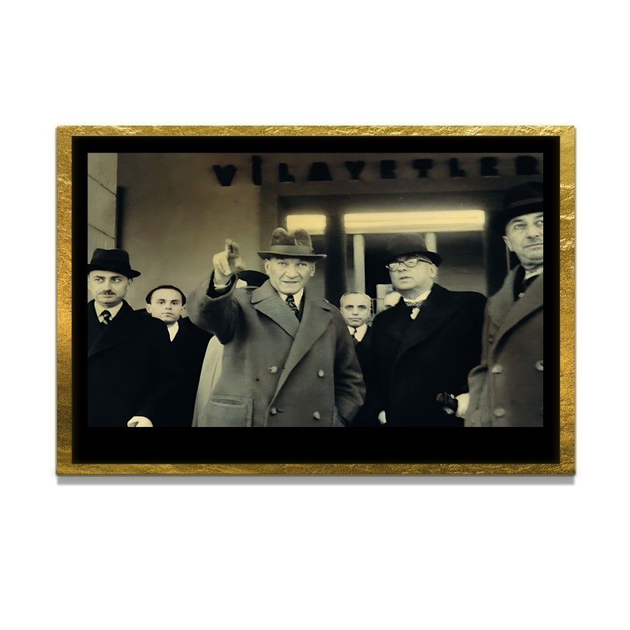 Yapay Zeka ile Yenilenmiş Atatürk Fotoğrafları Siyah Beyaz Cam Tablo, 3d Dekoratif Baskı 112