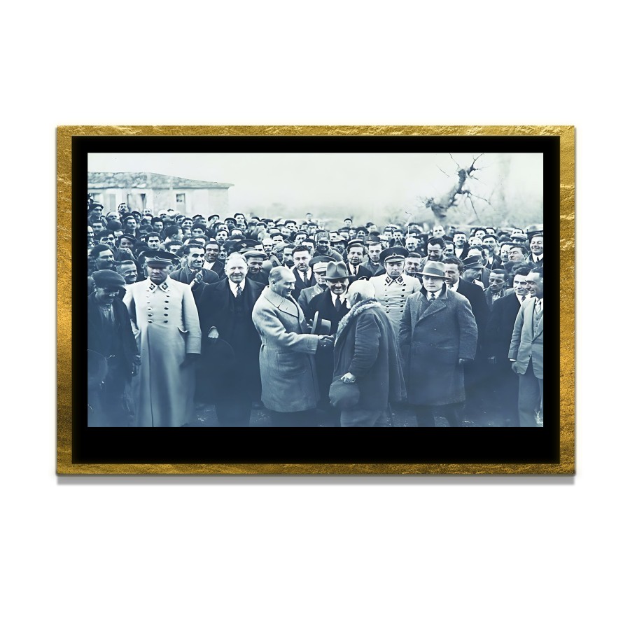 Yapay Zeka ile Yenilenmiş Atatürk Fotoğrafları Siyah Beyaz Cam Tablo, 3d Dekoratif Baskı 130