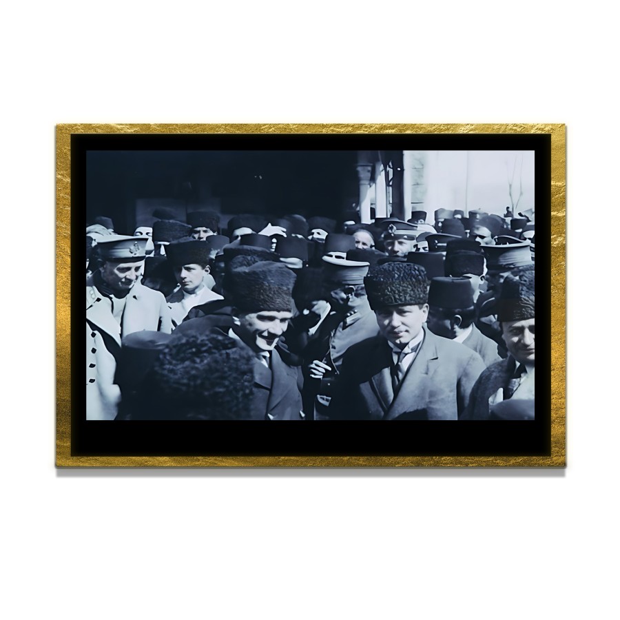 Yapay Zeka ile Yenilenmiş Atatürk Fotoğrafları Siyah Beyaz Cam Tablo, 3d Dekoratif Baskı 158