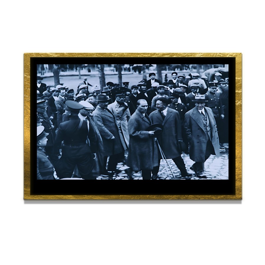 Yapay Zeka ile Yenilenmiş Atatürk Fotoğrafları Siyah Beyaz Cam Tablo, 3d Dekoratif Baskı 182