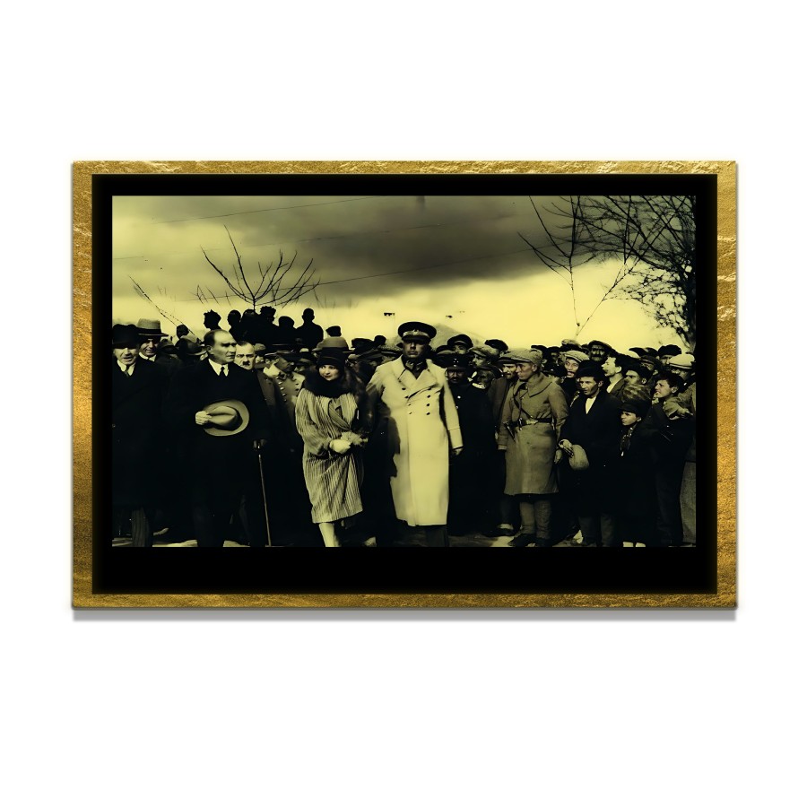 Yapay Zeka ile Yenilenmiş Atatürk Fotoğrafları Siyah Beyaz Cam Tablo, 3d Dekoratif Baskı 214