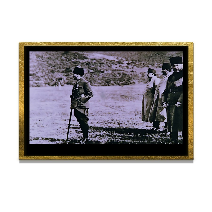 Yapay Zeka ile Yenilenmiş Atatürk Fotoğrafları Siyah Beyaz Cam Tablo, 3d Dekoratif Baskı 302