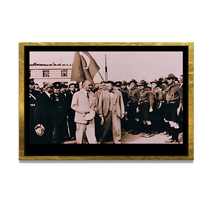 Yapay Zeka ile Yenilenmiş Atatürk Fotoğrafları Siyah Beyaz Cam Tablo, 3d Dekoratif Baskı 322