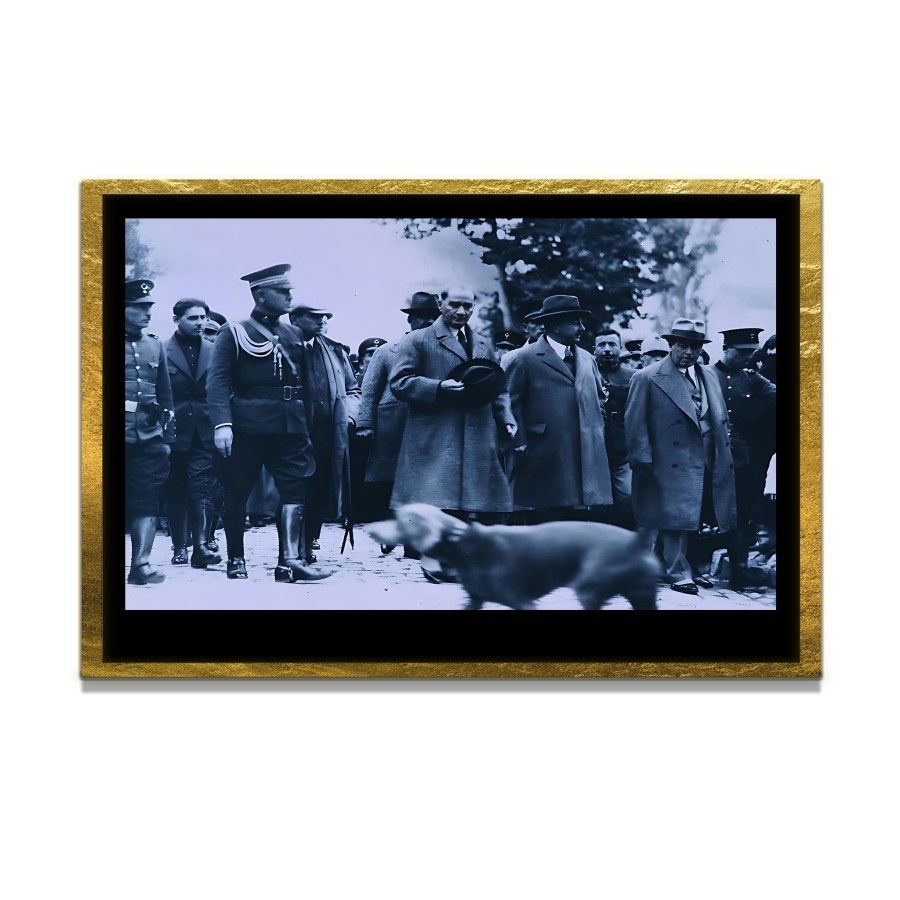 Yapay Zeka ile Yenilenmiş Atatürk Fotoğrafları Siyah Beyaz Cam Tablo, 3d Dekoratif Baskı 338