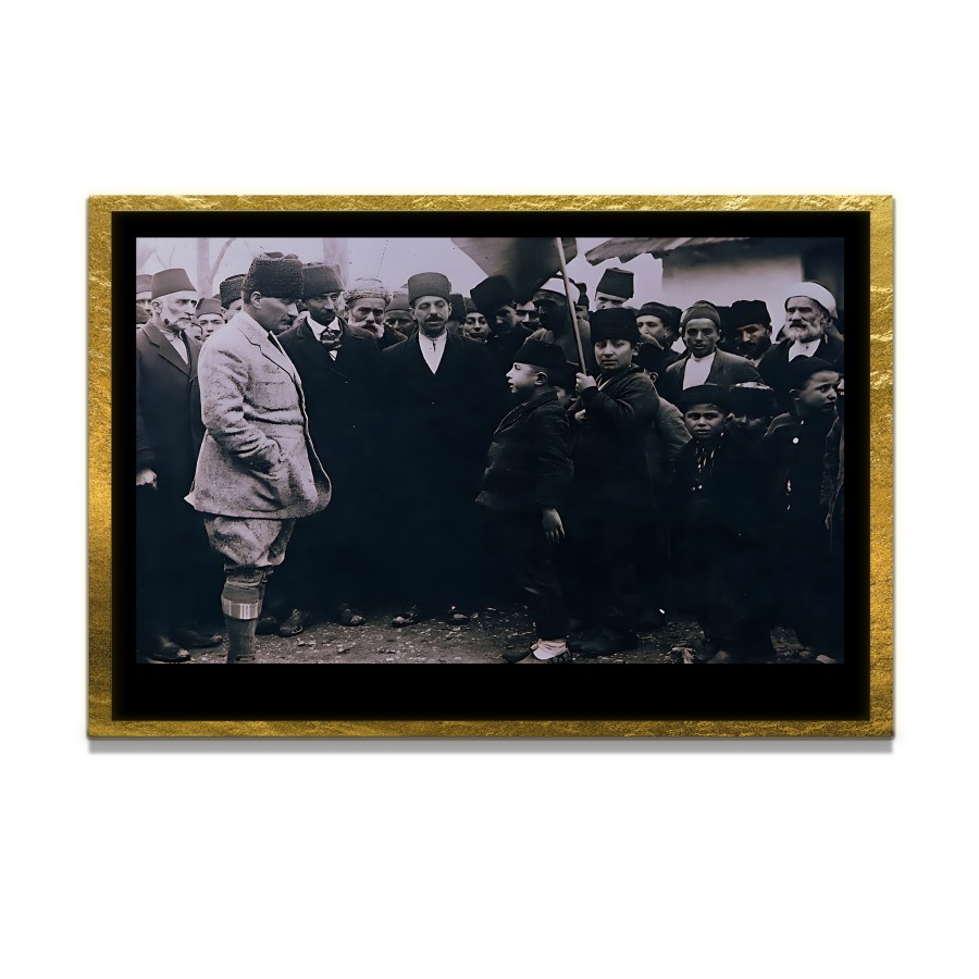 Yapay Zeka ile Yenilenmiş Atatürk Fotoğrafları Siyah Beyaz Cam Tablo, 3d Dekoratif Baskı 378