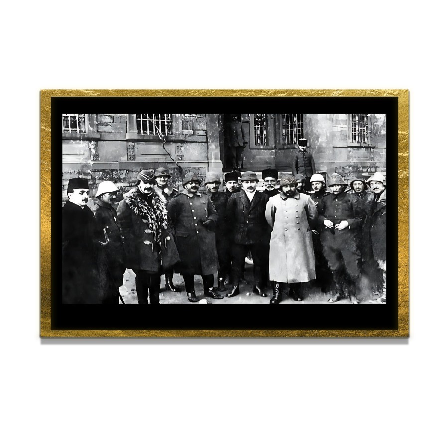 Yapay Zeka ile Yenilenmiş Atatürk Fotoğrafları Siyah Beyaz Cam Tablo, 3d Dekoratif Baskı 419