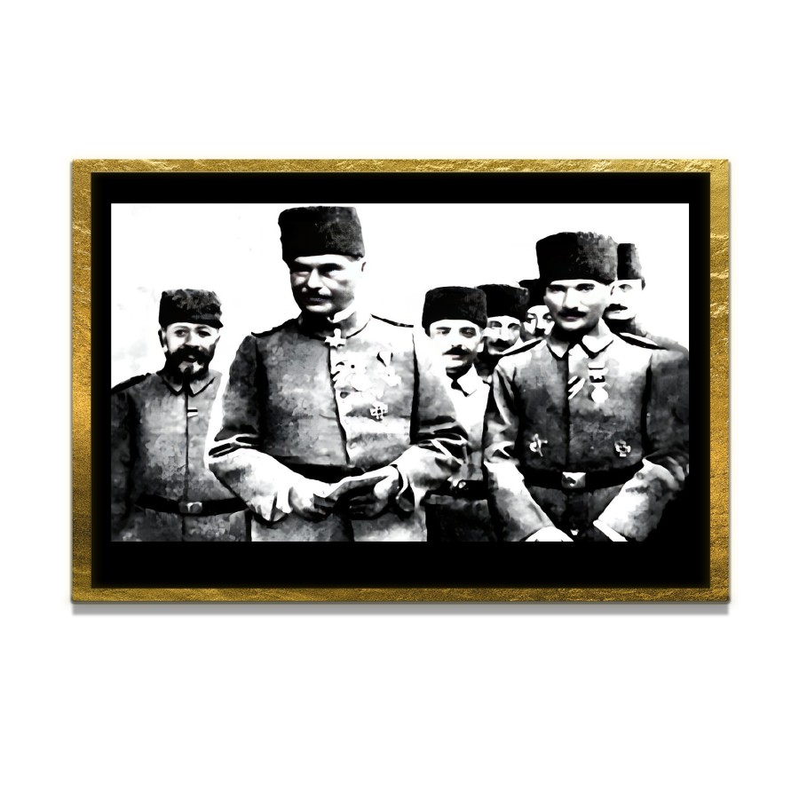 Yapay Zeka ile Yenilenmiş Atatürk Fotoğrafları Siyah Beyaz Cam Tablo, 3d Dekoratif Baskı 423