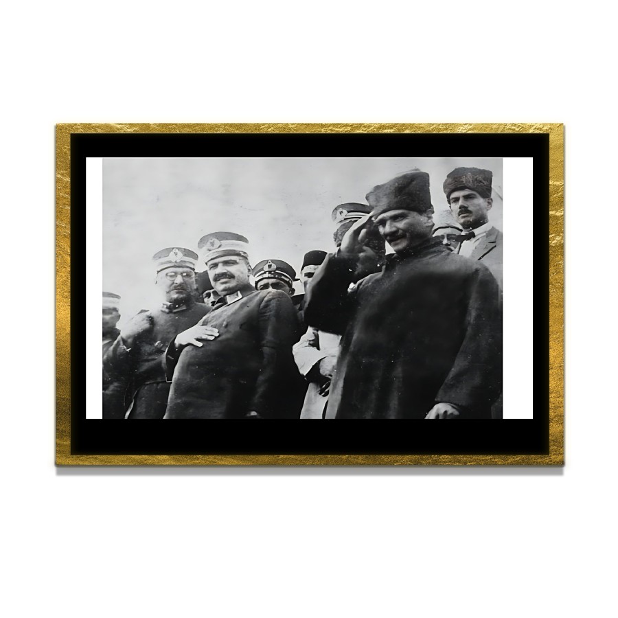 Yapay Zeka ile Yenilenmiş Atatürk Fotoğrafları Siyah Beyaz Cam Tablo, 3d Dekoratif Baskı 537