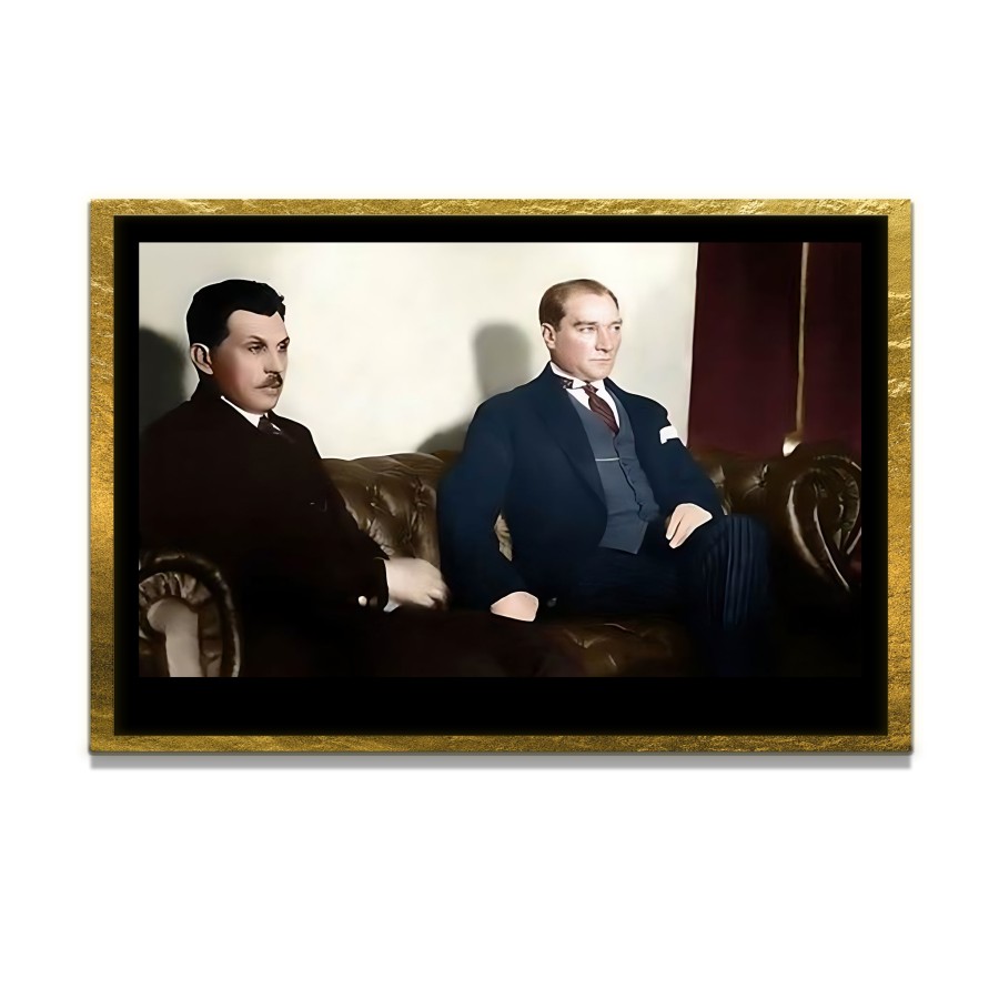 Yapay Zeka ile Yenilenmiş Atatürk Fotoğrafları Siyah Beyaz Cam Tablo, 3d Dekoratif Baskı 617