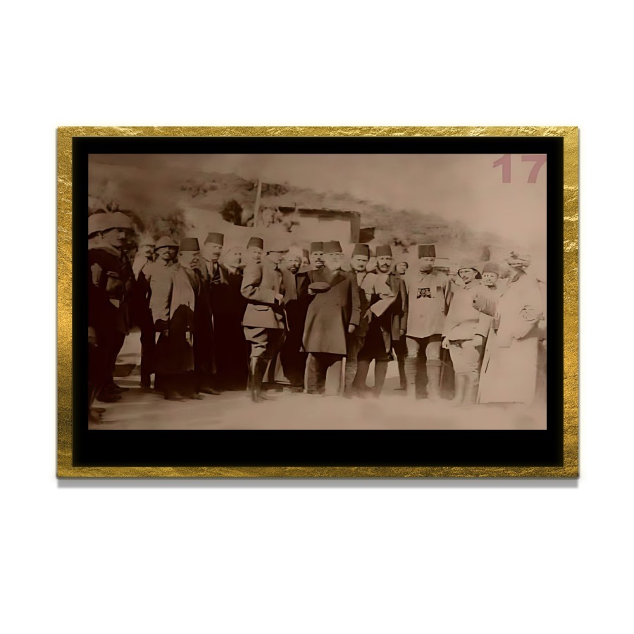 Yapay Zeka ile Yenilenmiş Atatürk Fotoğrafları Siyah Beyaz Cam Tablo, 3d Dekoratif Baskı 632