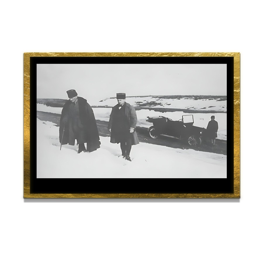 Yapay Zeka ile Yenilenmiş Atatürk Fotoğrafları Siyah Beyaz Cam Tablo, 3d Dekoratif Baskı 663