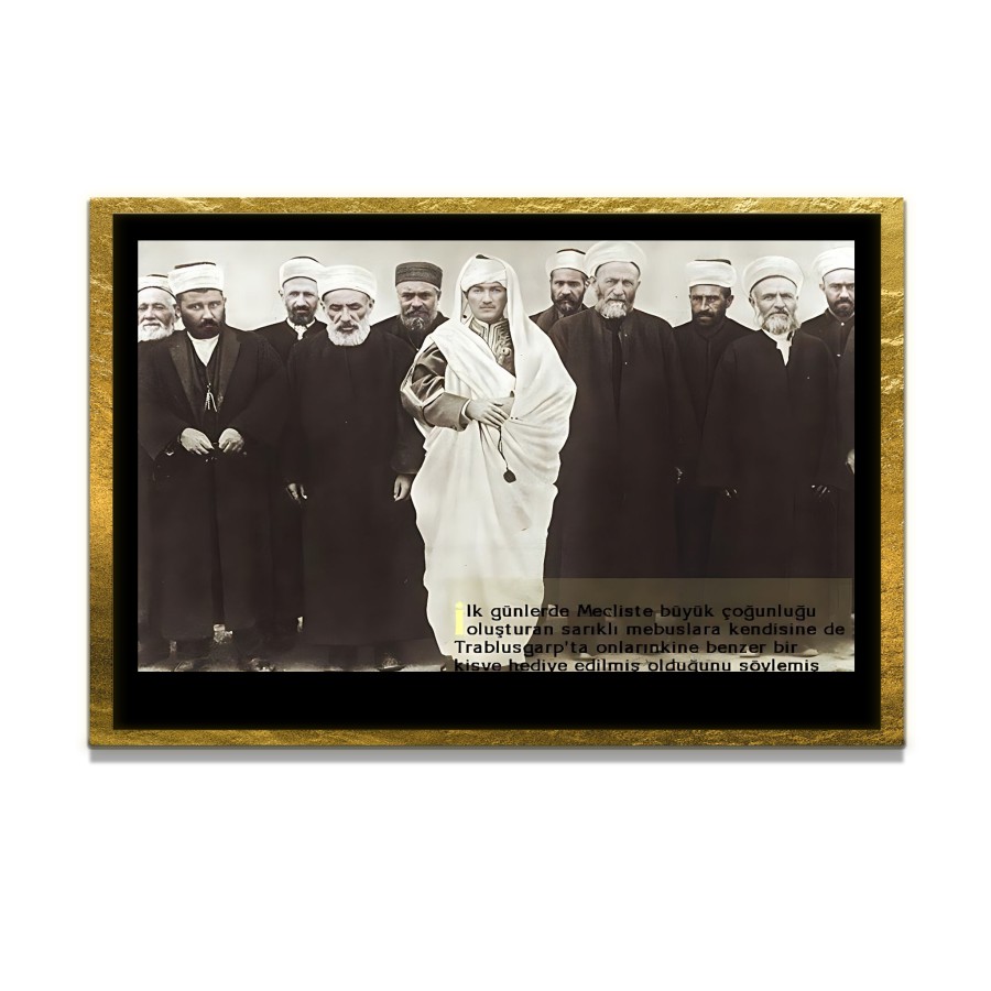 Yapay Zeka ile Yenilenmiş Atatürk Fotoğrafları Siyah Beyaz Cam Tablo, 3d Dekoratif Baskı 690