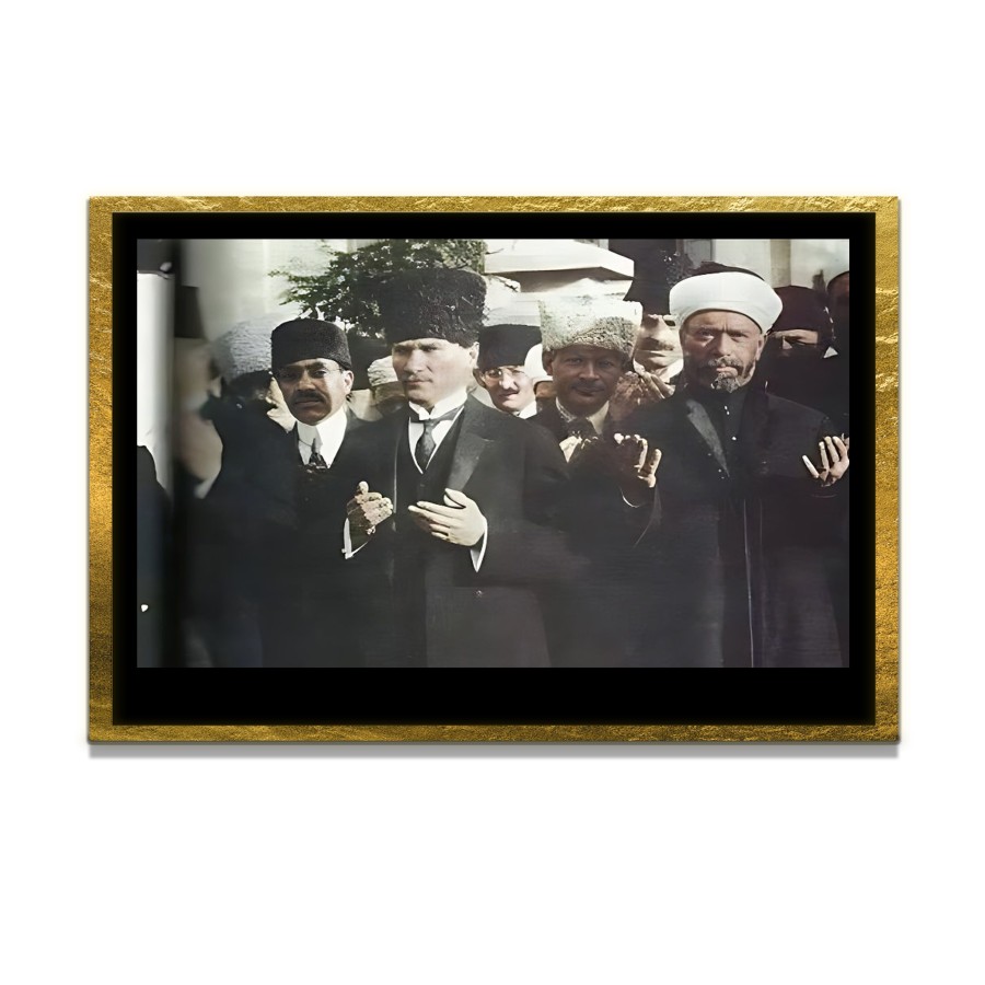 Yapay Zeka ile Yenilenmiş Atatürk Fotoğrafları Siyah Beyaz Cam Tablo, 3d Dekoratif Baskı 814