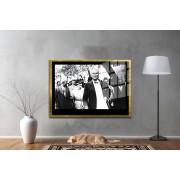 Yapay Zeka ile Yenilenmiş Atatürk Fotoğrafları Siyah Beyaz Cam Tablo, 3d Dekoratif Baskı 20