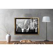 Yapay Zeka ile Yenilenmiş Atatürk Fotoğrafları Siyah Beyaz Cam Tablo, 3d Dekoratif Baskı 32