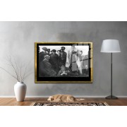 Yapay Zeka ile Yenilenmiş Atatürk Fotoğrafları Siyah Beyaz Cam Tablo, 3d Dekoratif Baskı 79