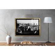 Yapay Zeka ile Yenilenmiş Atatürk Fotoğrafları Siyah Beyaz Cam Tablo, 3d Dekoratif Baskı 135