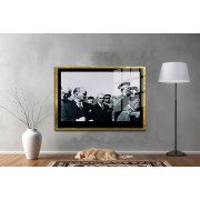 Yapay Zeka ile Yenilenmiş Atatürk Fotoğrafları Siyah Beyaz Cam Tablo, 3d Dekoratif Baskı 224