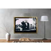 Yapay Zeka ile Yenilenmiş Atatürk Fotoğrafları Siyah Beyaz Cam Tablo, 3d Dekoratif Baskı 246