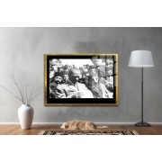 Yapay Zeka ile Yenilenmiş Atatürk Fotoğrafları Siyah Beyaz Cam Tablo, 3d Dekoratif Baskı 445