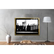 Yapay Zeka ile Yenilenmiş Atatürk Fotoğrafları Siyah Beyaz Cam Tablo, 3d Dekoratif Baskı 553