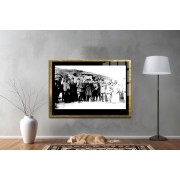 Yapay Zeka ile Yenilenmiş Atatürk Fotoğrafları Siyah Beyaz Cam Tablo, 3d Dekoratif Baskı 605