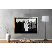 Yapay Zeka ile Yenilenmiş Atatürk Fotoğrafları Siyah Beyaz Cam Tablo, 3d Dekoratif Baskı 633