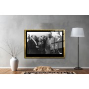 Yapay Zeka ile Yenilenmiş Atatürk Fotoğrafları Siyah Beyaz Cam Tablo, 3d Dekoratif Baskı 653