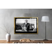 Yapay Zeka ile Yenilenmiş Atatürk Fotoğrafları Siyah Beyaz Cam Tablo, 3d Dekoratif Baskı 655