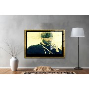 Yapay Zeka ile Yenilenmiş Atatürk Fotoğrafları Siyah Beyaz Cam Tablo, 3d Dekoratif Baskı 819