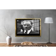 Yapay Zeka ile Yenilenmiş Atatürk Fotoğrafları Siyah Beyaz Cam Tablo, 3d Dekoratif Baskı 823