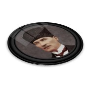 Atatürk Yuvarlak Cam Tablo | Hediyelik, Dekoratif, Ofis, Mutfak