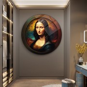 Mona Lisa Yuvarlak Cam Tablo | Hediyelik, Dekoratif, Ofis, Mutfak