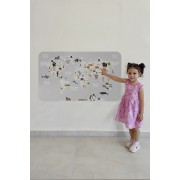 Eğitici Dünya Haritası Dünya Atlası Çocuk ve Bebek Odası Duvar Sticker-60x105-3790