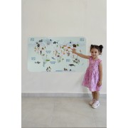 Eğitici Dünya Haritası Dünya Atlası Çocuk ve Bebek Odası Duvar Sticker-60x105-3796