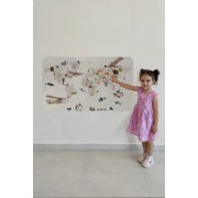 Eğitici Dünya Haritası Dünya Atlası Çocuk ve Bebek Odası Duvar Sticker-60x105-3797