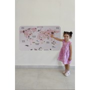 Eğitici Dünya Haritası Dünya Atlası Çocuk ve Bebek Odası Duvar Sticker-60x105-3798