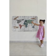 Eğitici Dünya Haritası Dünya Atlası Çocuk ve Bebek Odası Duvar Sticker -60x105-3804