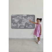 Eğitici Dünya Haritası Dünya Atlası Çocuk ve Bebek Odası Duvar Sticker -60x105-3811